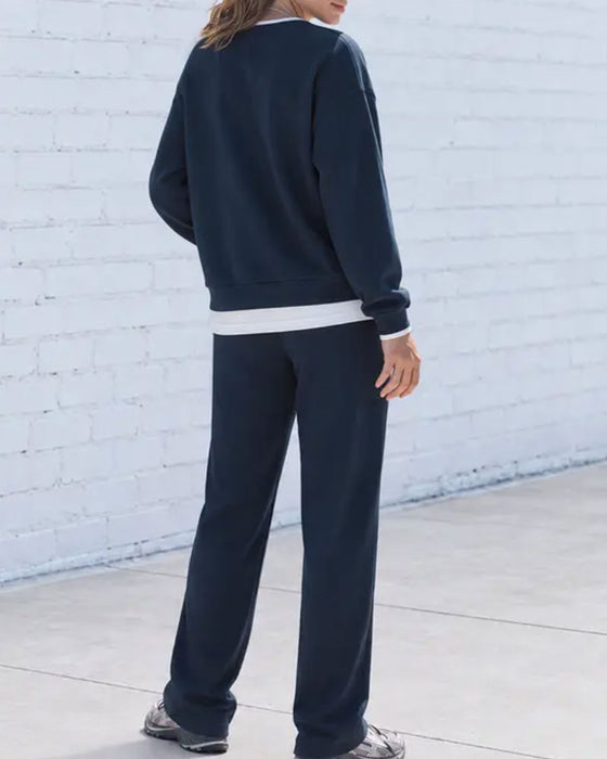 Women's Sweatshirt and Wide-Leg Pants Set