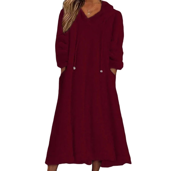 Women's Hooded Plush Lounge Dress