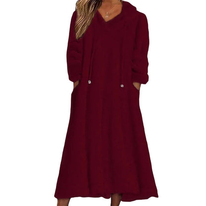 Women's Hooded Plush Lounge Dress