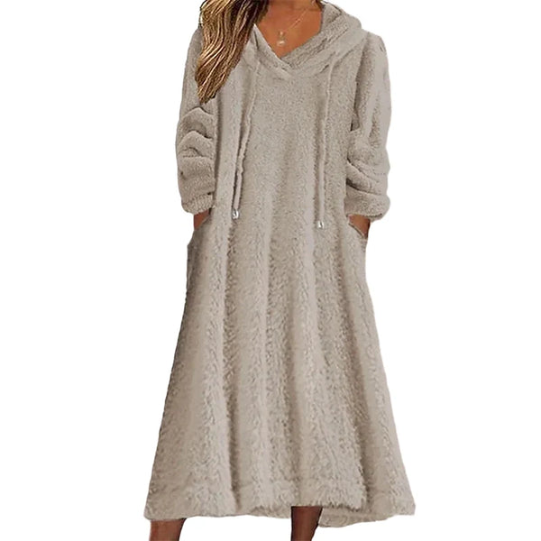 Women's Hooded Plush Lounge Dress