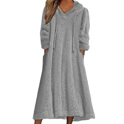 Women's Hooded Plush Lounge Dress