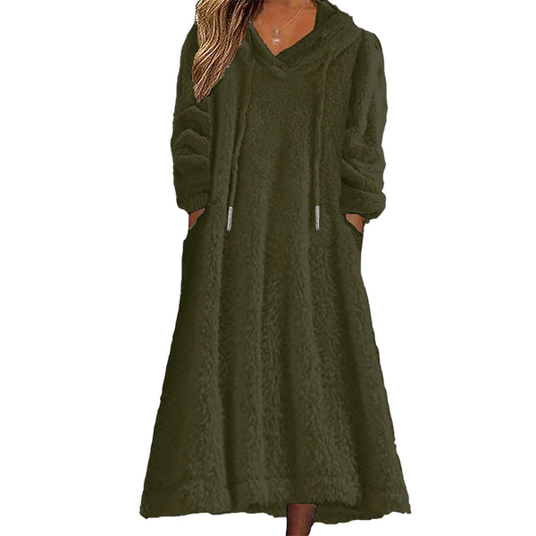 Women's Hooded Plush Lounge Dress
