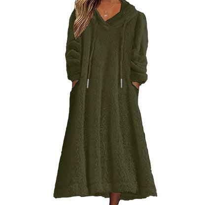 Women's Hooded Plush Lounge Dress