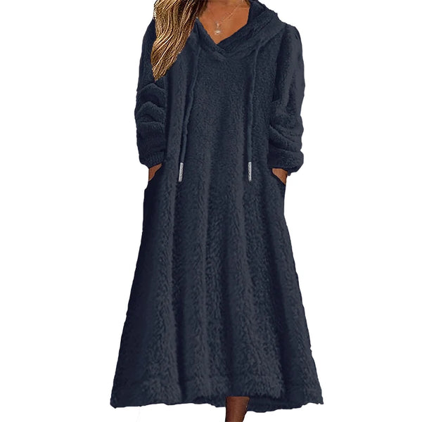 Women's Hooded Plush Lounge Dress