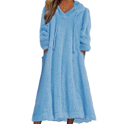 Women's Hooded Plush Lounge Dress
