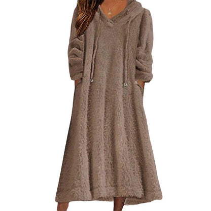 Women's Hooded Plush Lounge Dress
