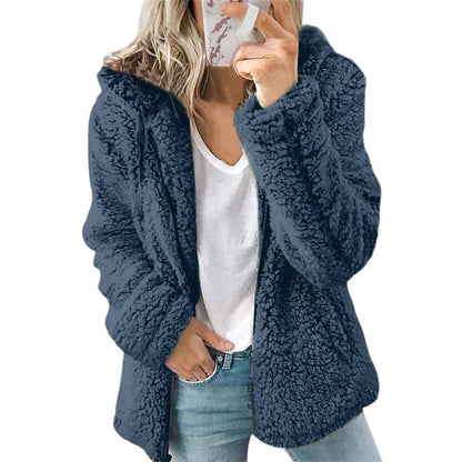Women's Plush Hooded Zip-Up Jacket