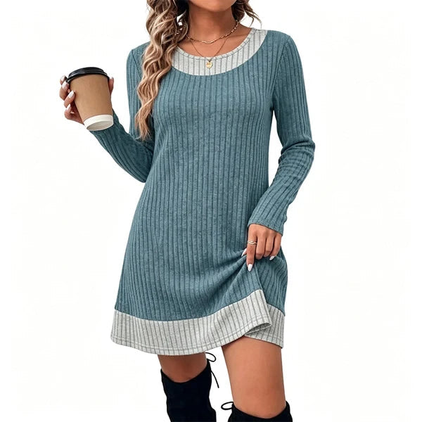 Women's Plaid Trim Knit Dress