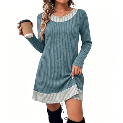 Women's Plaid Trim Knit Dress