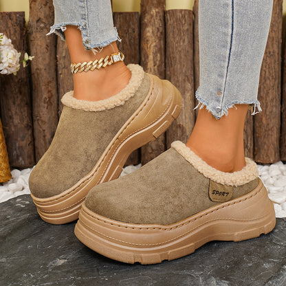 Women's Round Toe Platform Slip-On Slippers