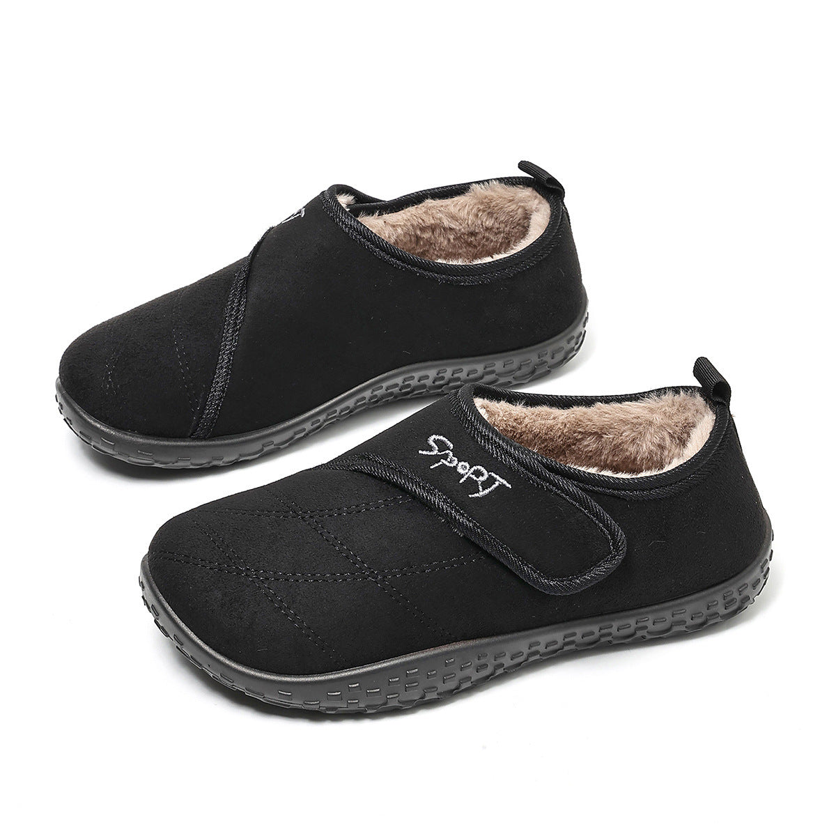 Women's Plush-Lined Winter Mules with Adjustable Straps