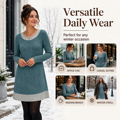 Women's Plaid Trim Knit Dress