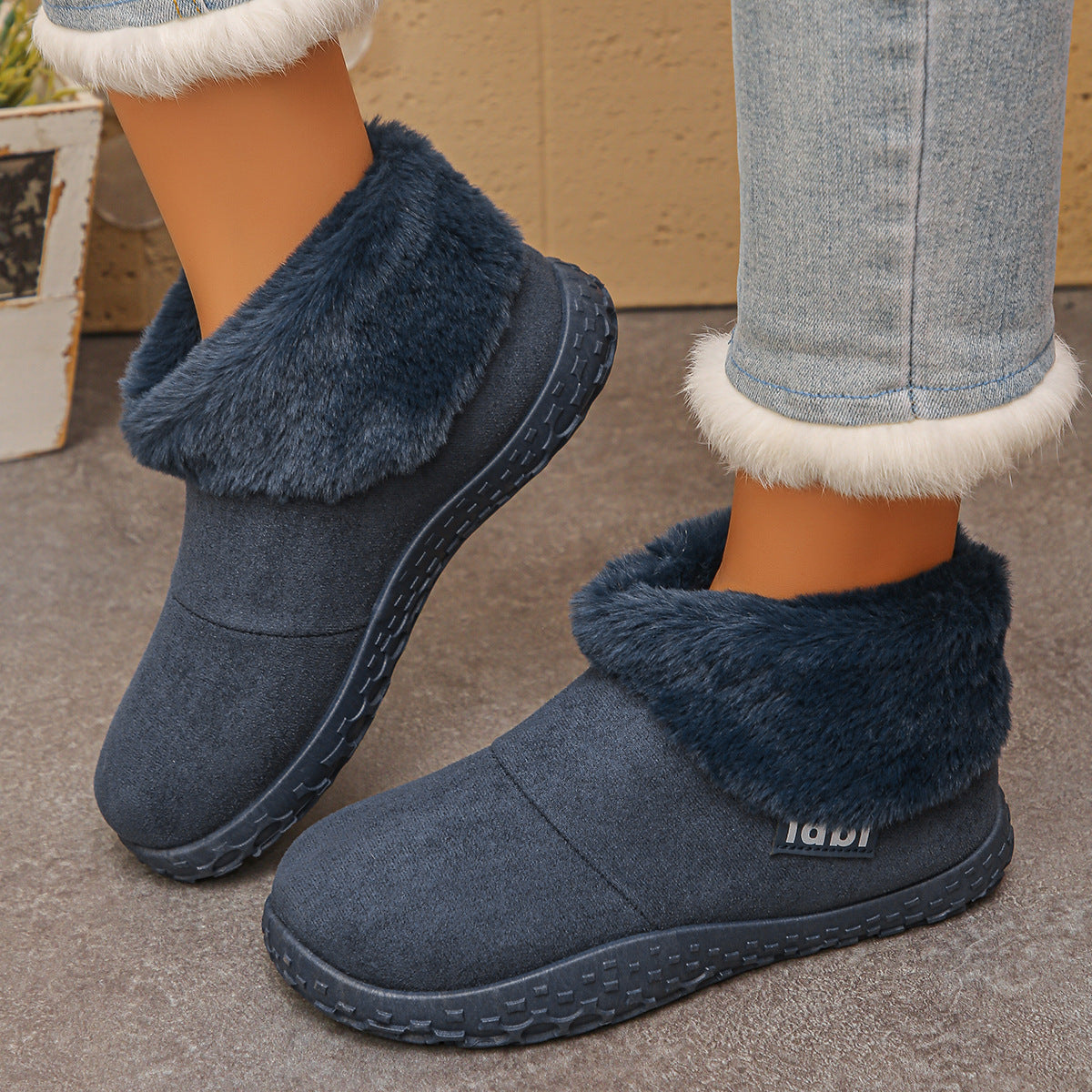 Women's Ankle Boots with Plush Cuffs