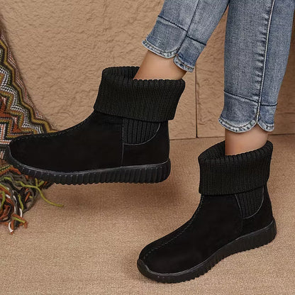 Women's Knitted Cuff Ankle Boots