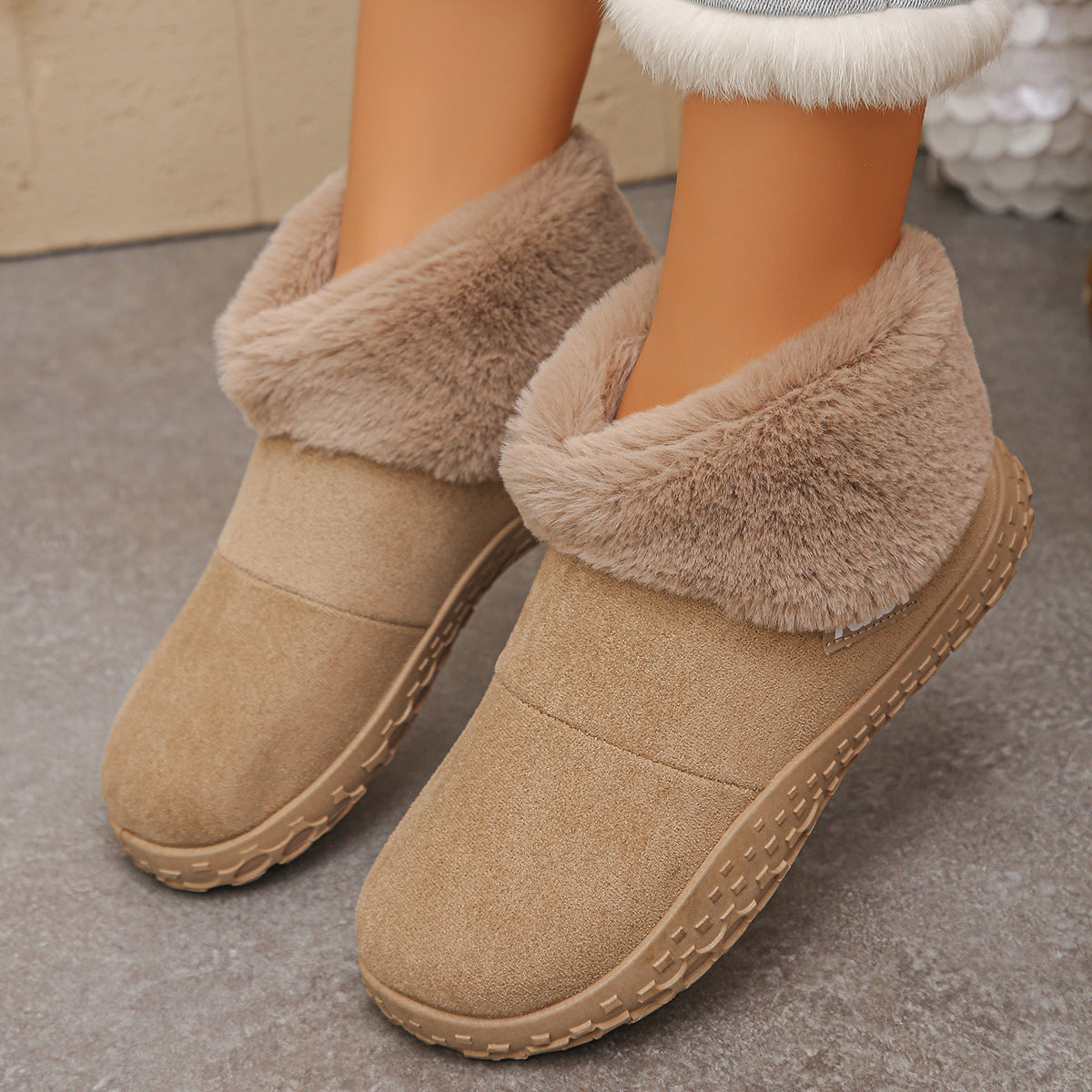 Women's Ankle Boots with Plush Cuffs