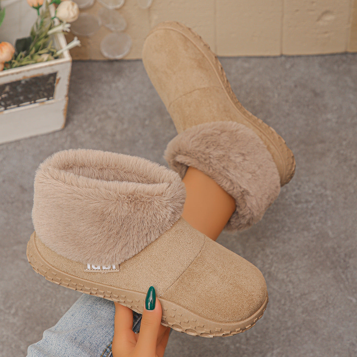 Women's Ankle Boots with Plush Cuffs