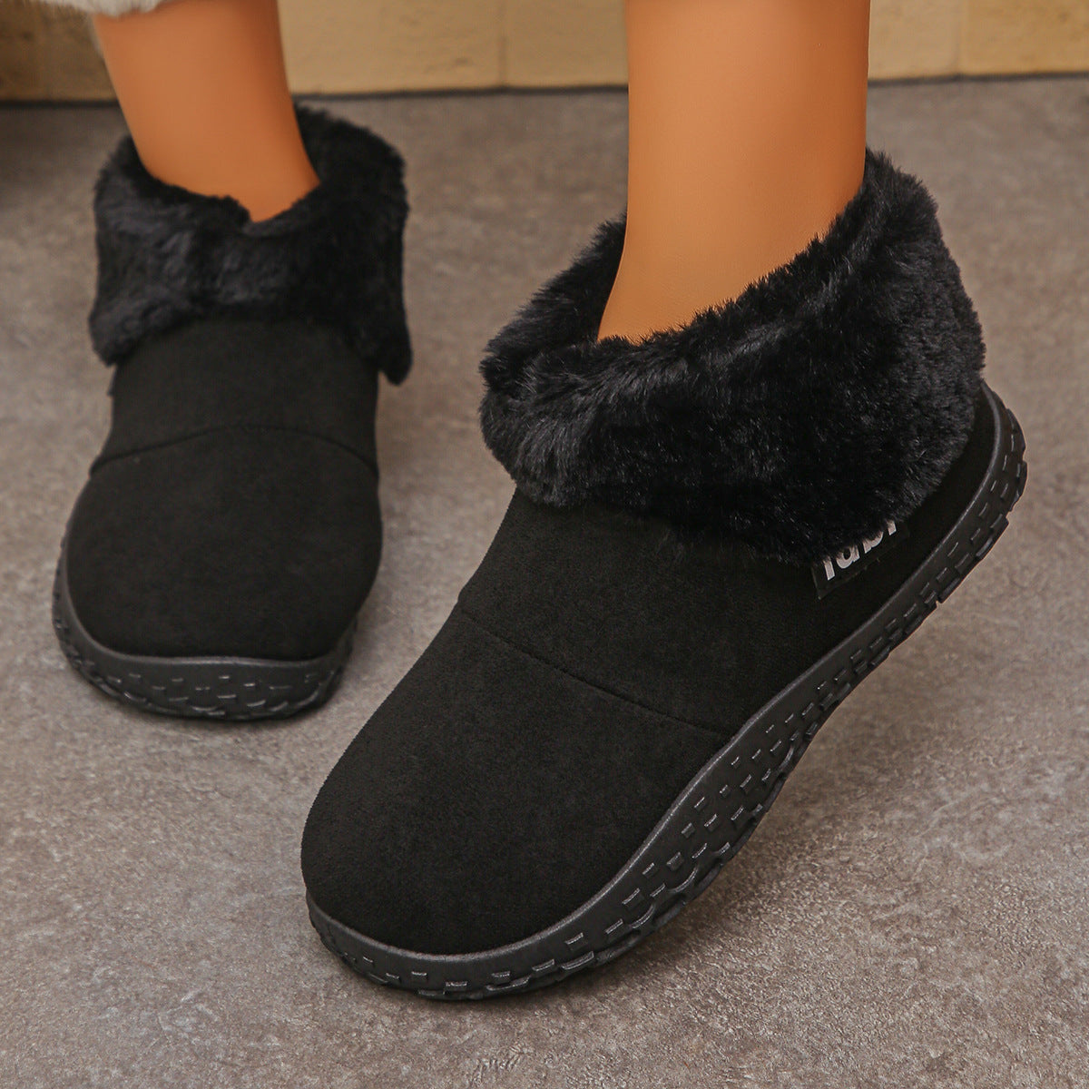 Women's Ankle Boots with Plush Cuffs