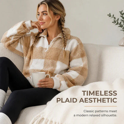 Women's Plaid Quarter-Zip Pullover