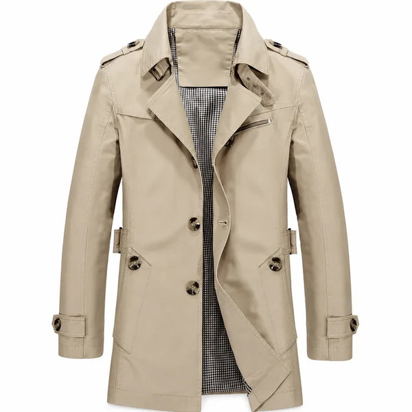 Men's Classic Button-Front Trench Coat