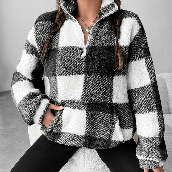 Women's Plaid Quarter-Zip Pullover