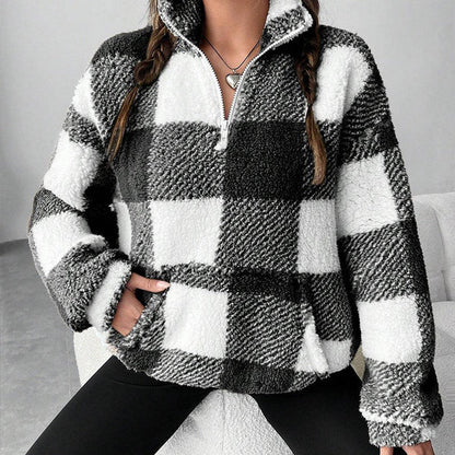 Women's Plaid Quarter-Zip Pullover