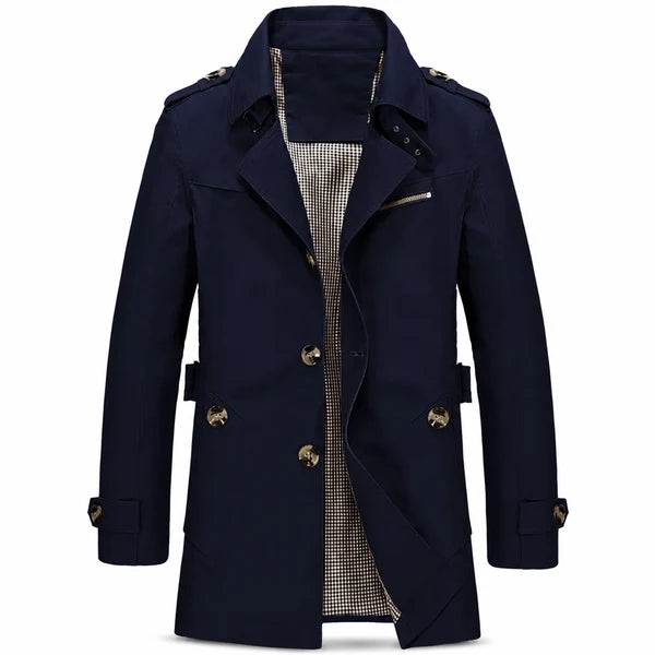 Men's Classic Button-Front Trench Coat