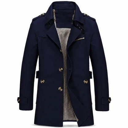 Men's Classic Button-Front Trench Coat