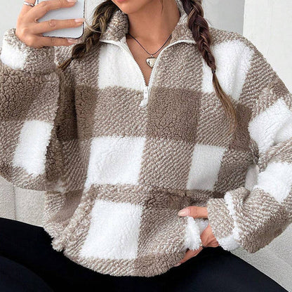 Women's Plaid Quarter-Zip Pullover