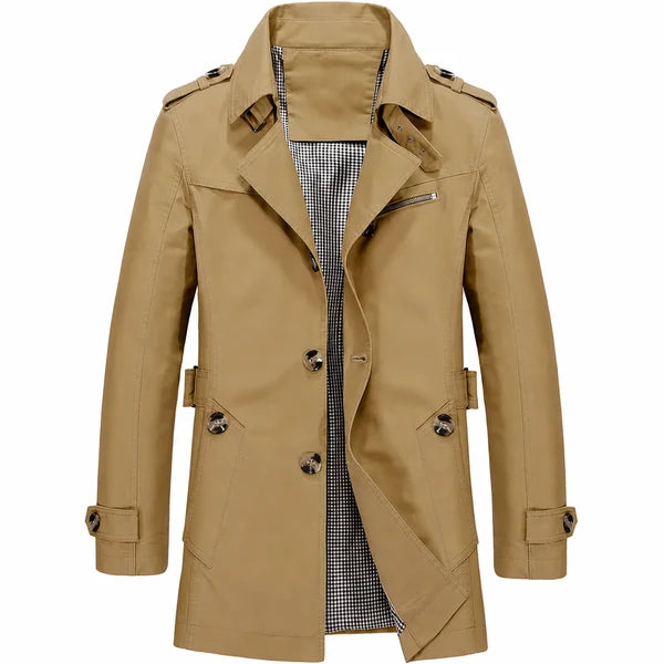 Men's Classic Button-Front Trench Coat