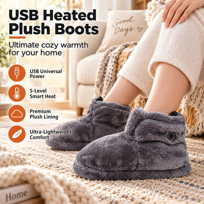 USB Heated Plush Boot Slippers