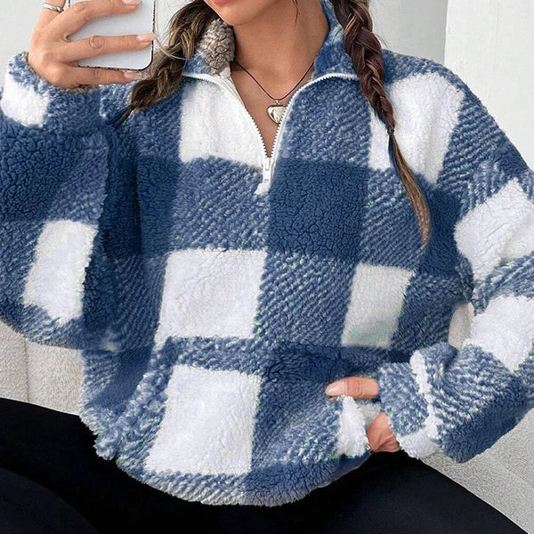 Women's Plaid Quarter-Zip Pullover