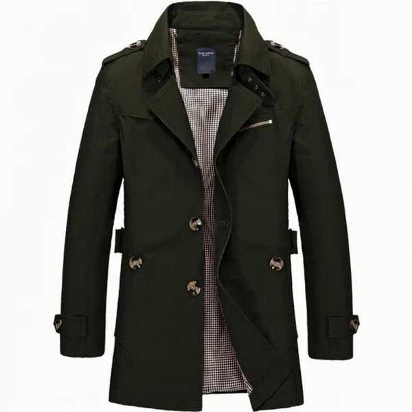 Men's Classic Button-Front Trench Coat