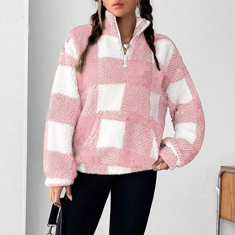 Women's Plaid Quarter-Zip Pullover