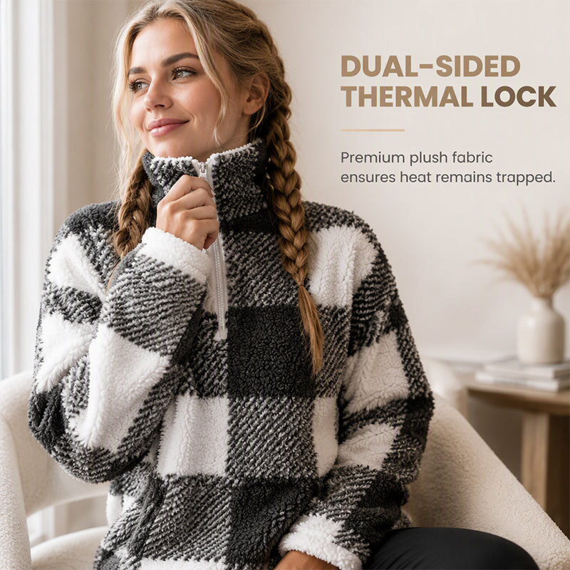 Women's Plaid Quarter-Zip Pullover
