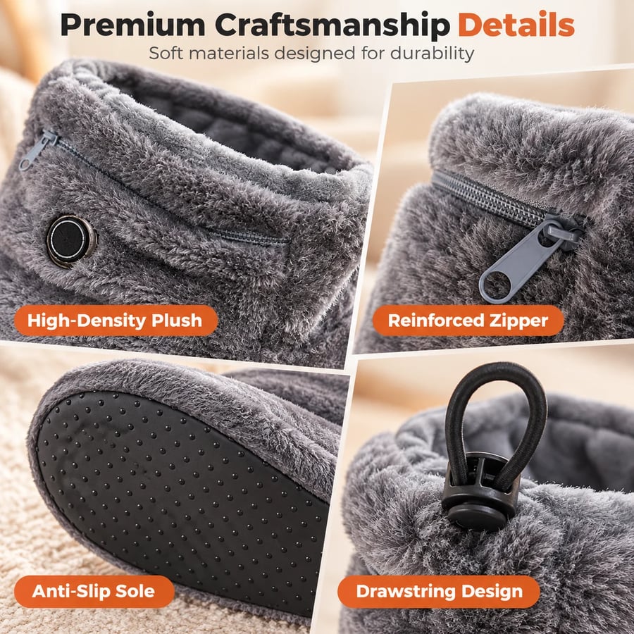 USB Heated Plush Boot Slippers