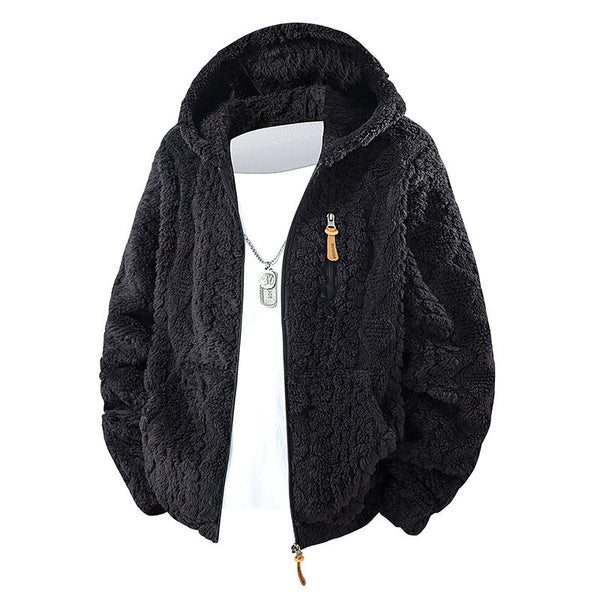 Men's Textured Hooded Zip-Up Jacket