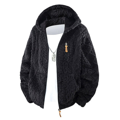 Men's Textured Hooded Zip-Up Jacket