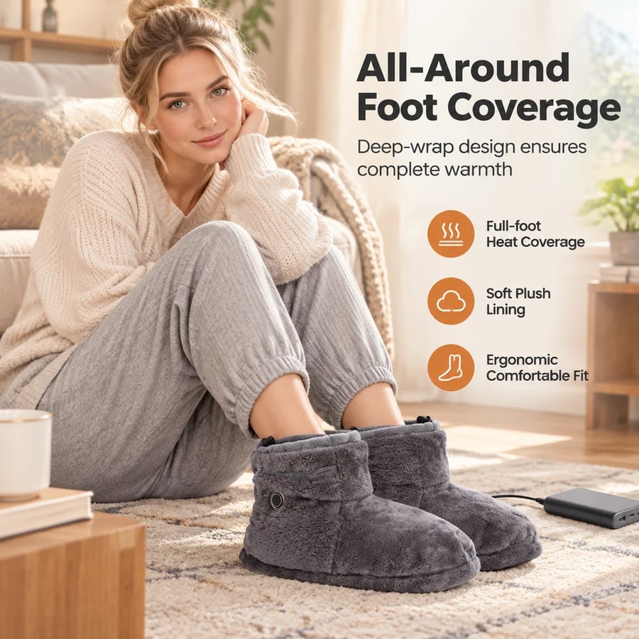 USB Heated Plush Boot Slippers
