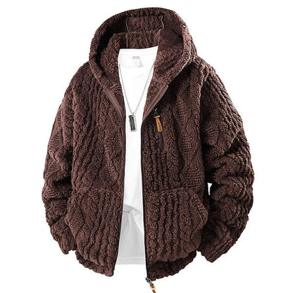 Men's Textured Hooded Zip-Up Jacket