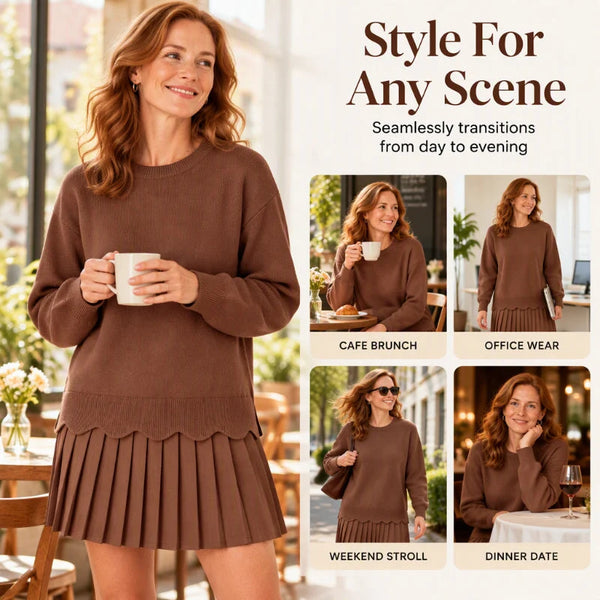 Women's Sweater and Pleated Skirt Set