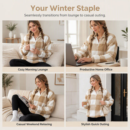 Women's Plaid Quarter-Zip Pullover