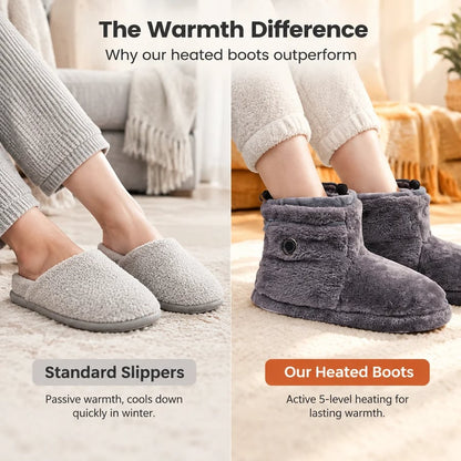 USB Heated Plush Boot Slippers