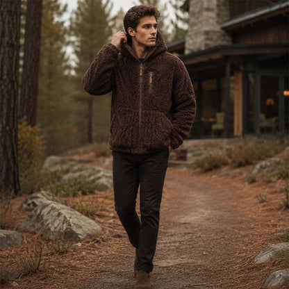Men's Textured Hooded Zip-Up Jacket