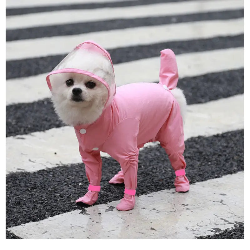 Full-Coverage Dog Raincoat with Hood and Boots