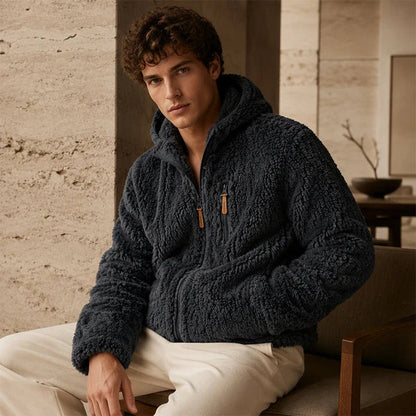 Men's Textured Hooded Zip-Up Jacket