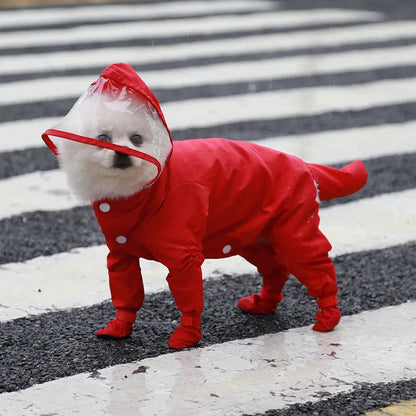 Full-Coverage Dog Raincoat with Hood and Boots