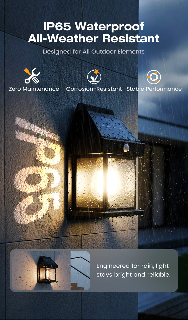 Solar Motion Sensor Outdoor Wall Light