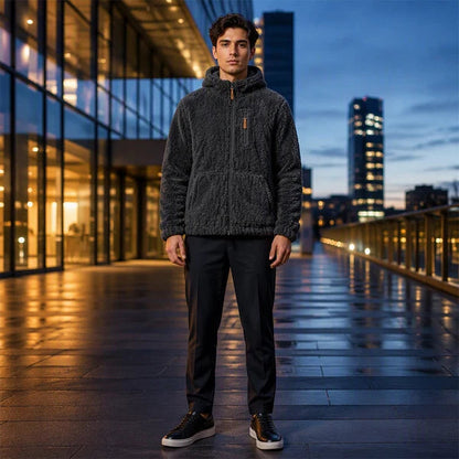 Men's Textured Hooded Zip-Up Jacket