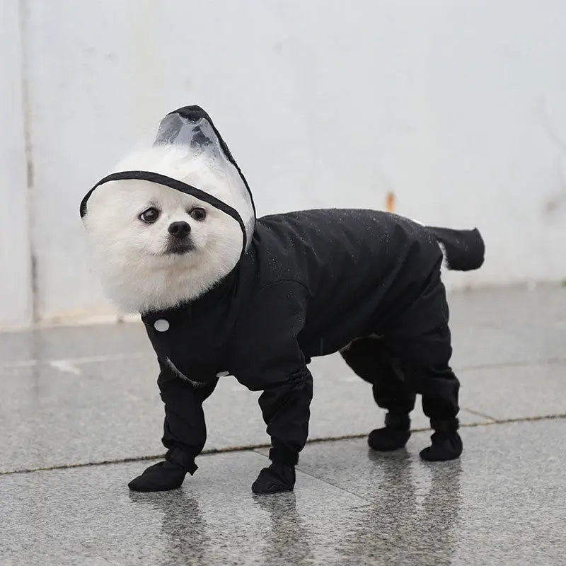Full-Coverage Dog Raincoat with Hood and Boots