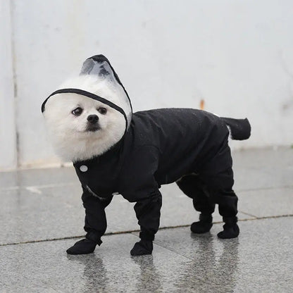 Full-Coverage Dog Raincoat with Hood and Boots